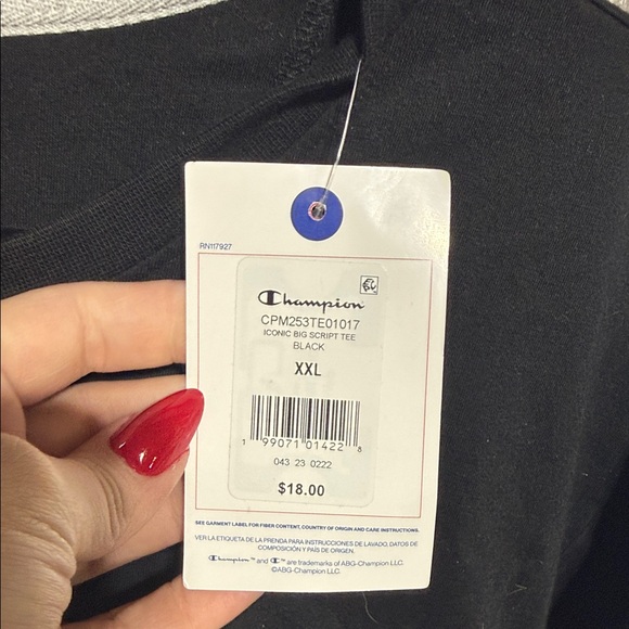 Champion Black Tee with White Logo - Picture 3 of 5